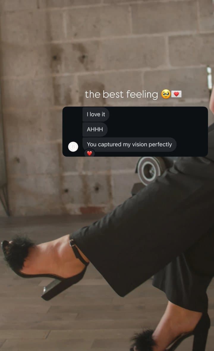 The best feeling: messages reading I love it, AHHH, You captured my vision perfectly